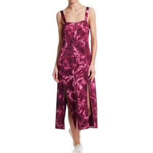 Cinq à Sept Alexa Tie-Dye Pink Burgundy Midi Slit Sz 4 Boho Chic Coastal Summer